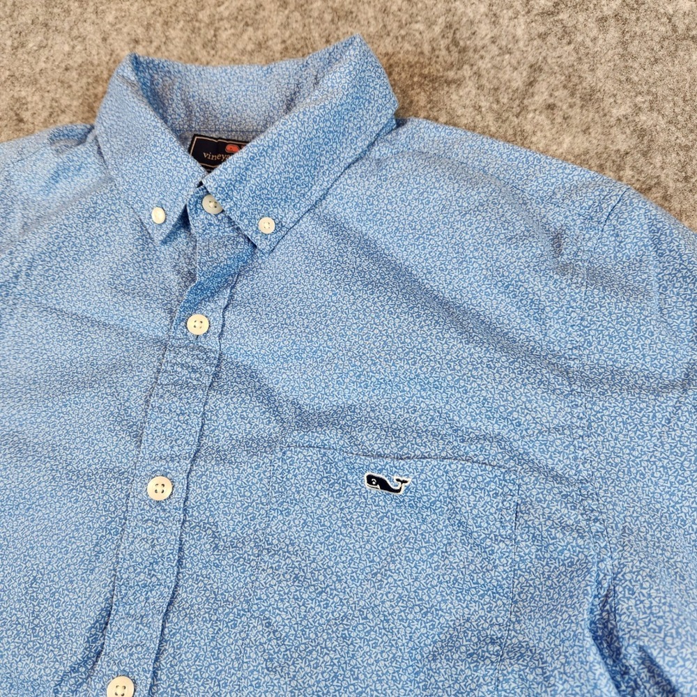 Vineyard Vines Tucker Shirt Button Down Men M Blue Geometric Abstract Slim Fit